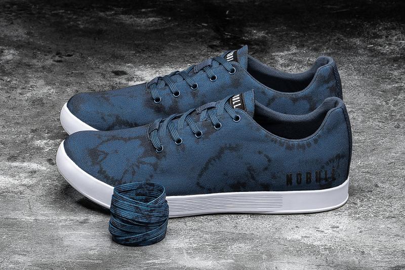 Navy Nobull Tie-Dye Canvas Men's Trainers | CA O1419K